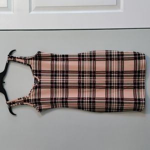 Sheen plaid tank bodycon dress